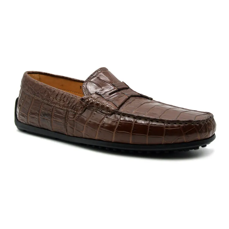 32-102-CGN MONZA Nile Crocodile Driver, Cognac Size 13