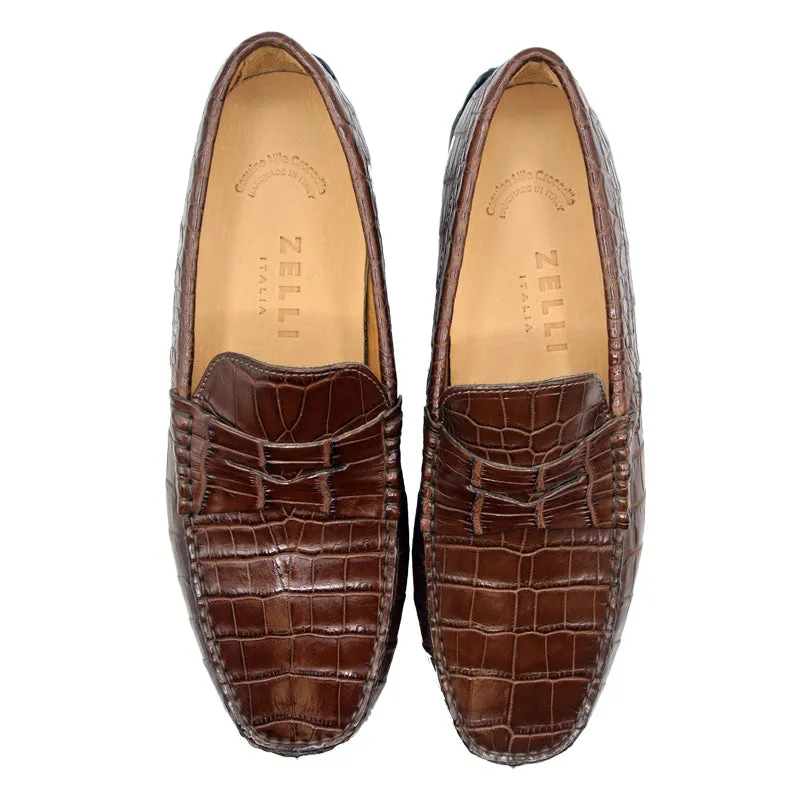 32-102-CGN MONZA Nile Crocodile Driver, Cognac Size 13