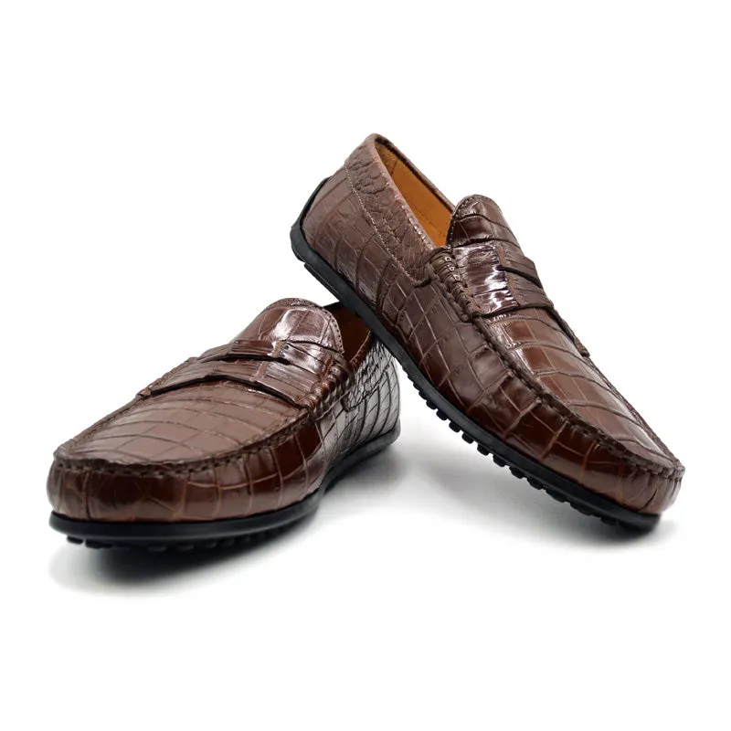 32-102-CGN MONZA Nile Crocodile Driver, Cognac Size 13