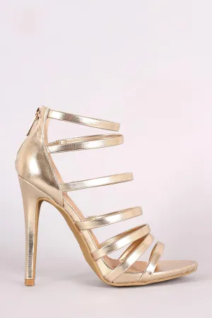 Anne Michelle Metallic Strappy Stiletto Heel