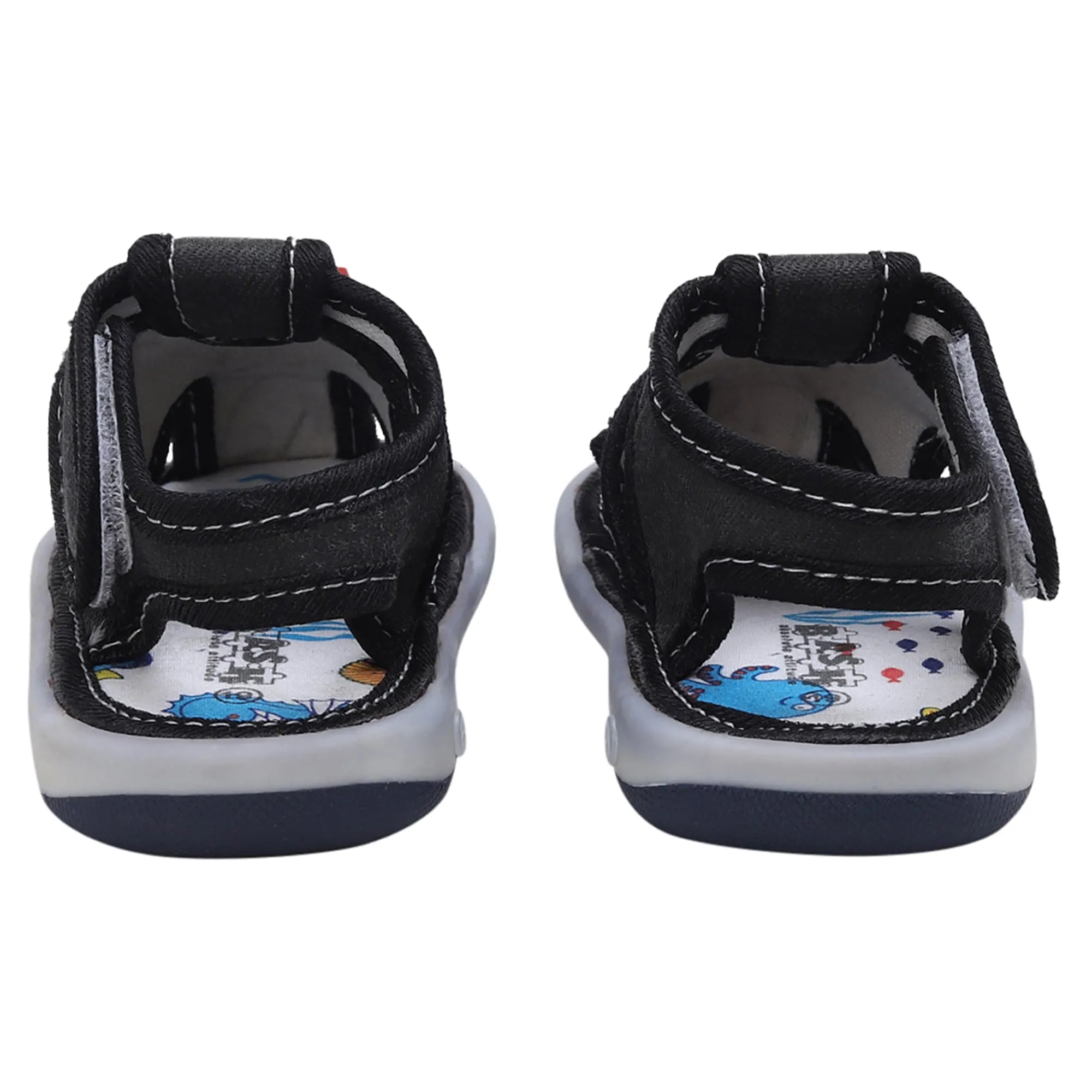 Baby Moo Cool Robot Velcro Strap Anti-Skid Chu Chu Sound Sandals - Black