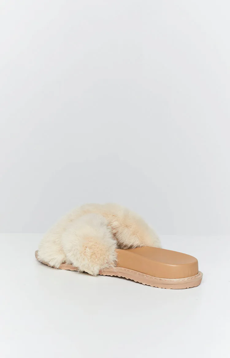 Billini Rafi Fawn Faux Fur Slide