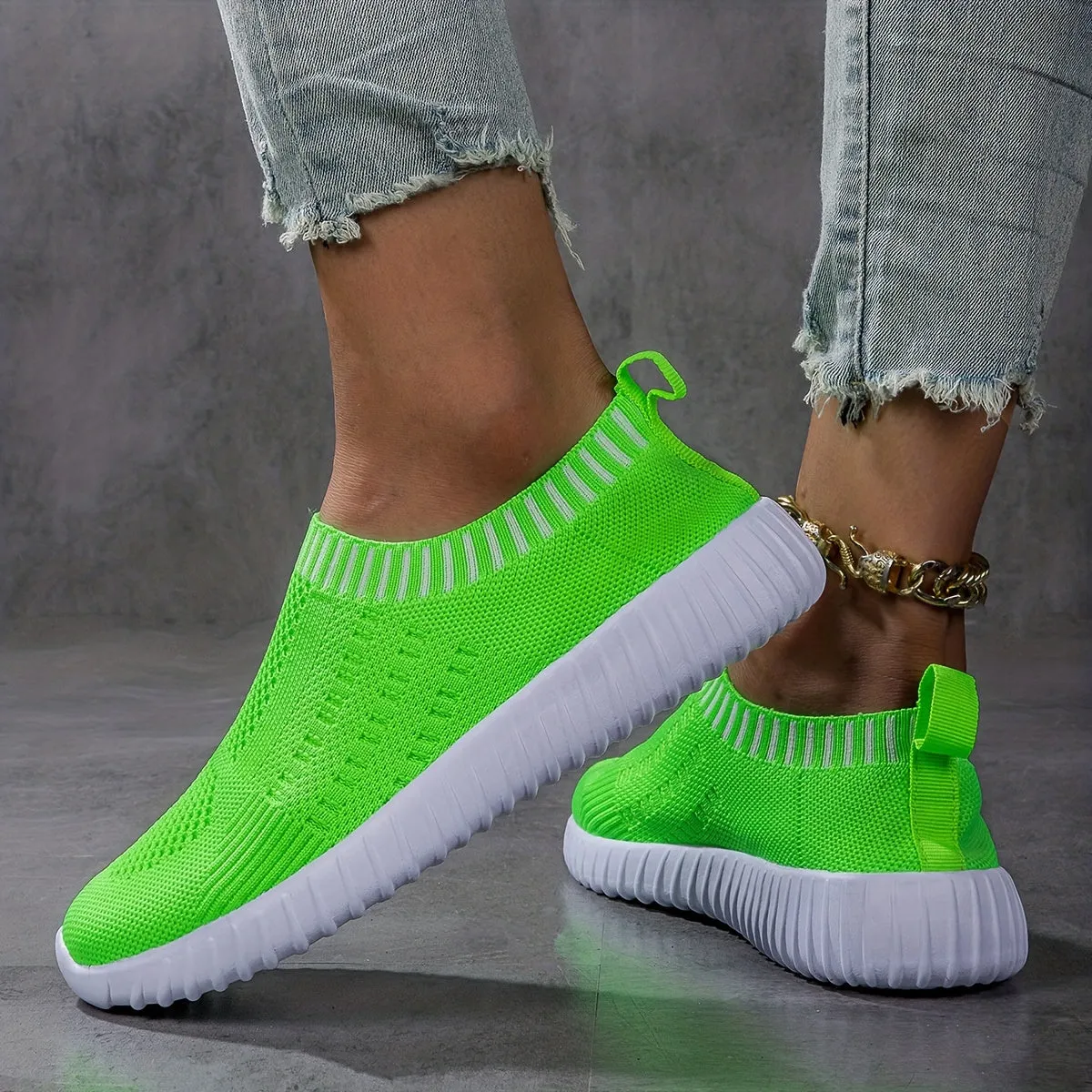 Breathable Knit Sneakers Lightweight Casual LaceUp Outdoor Shoes