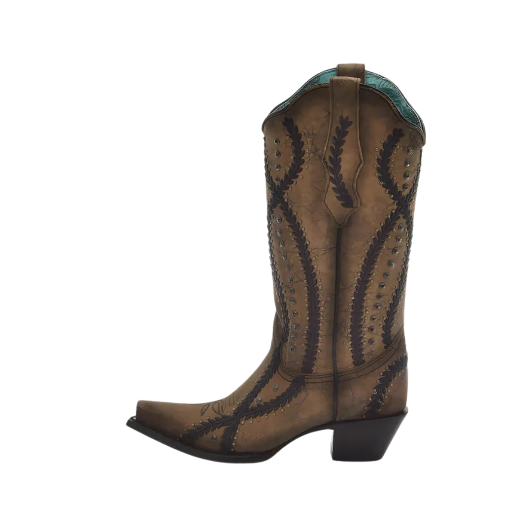 Corral Boots Women's Embroidery Crystals Studs Brown Boots