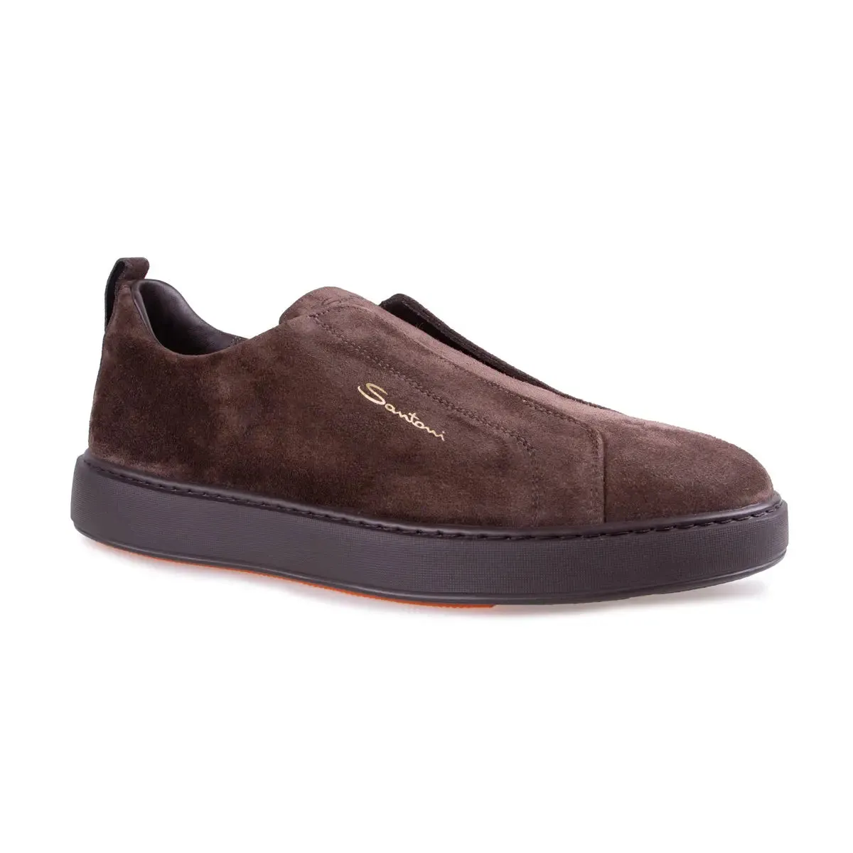 Dark Brown Tumbled Leather Slip-on Sneaker