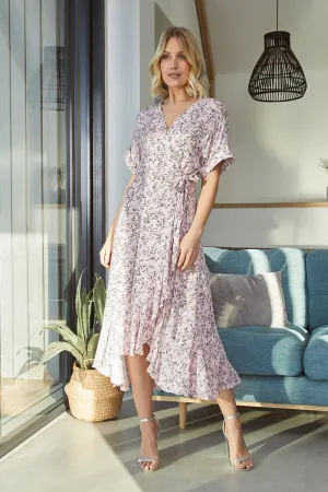 Ditsy Floral Short Sleeve Wrap Dress