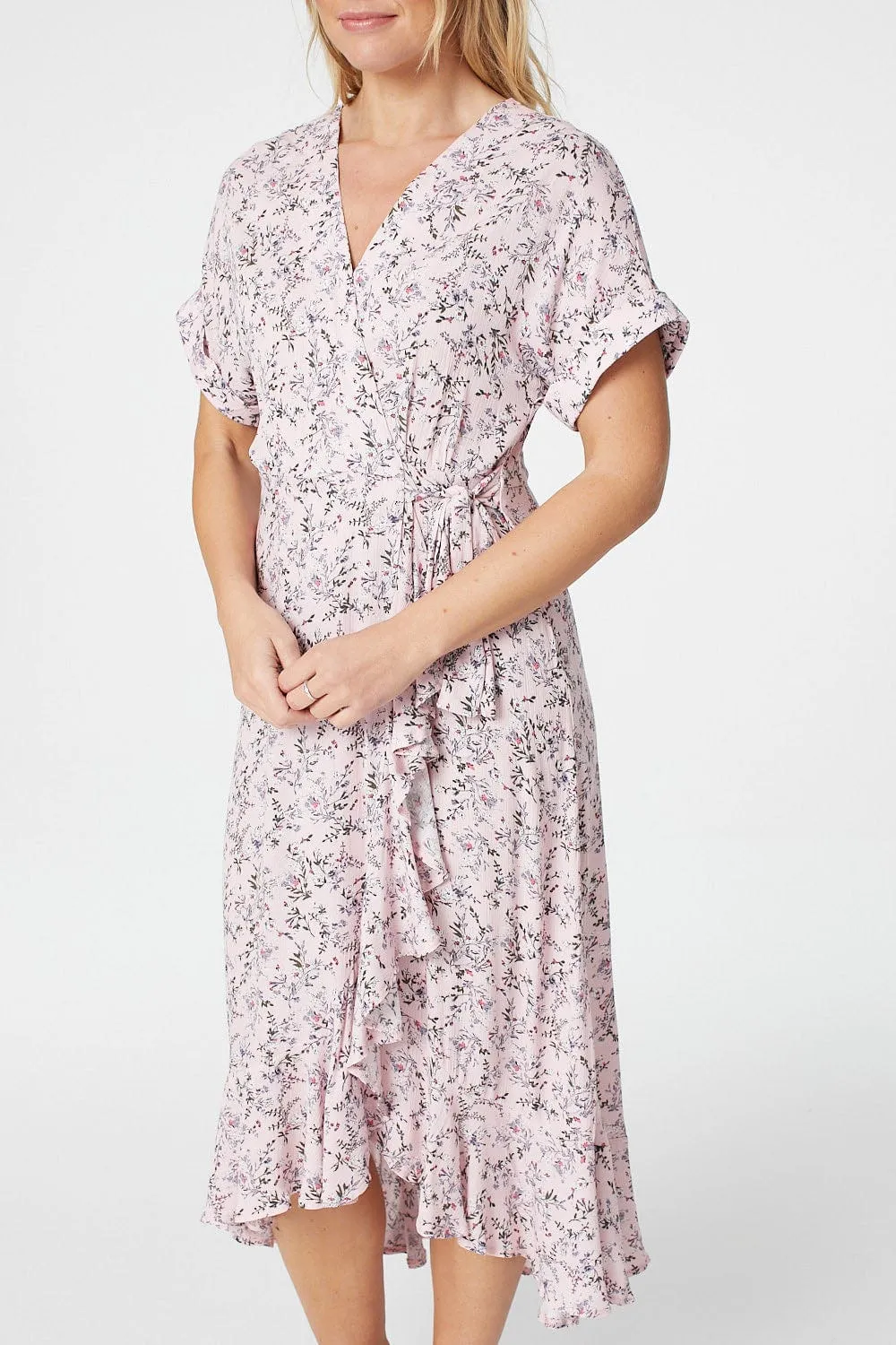 Ditsy Floral Short Sleeve Wrap Dress