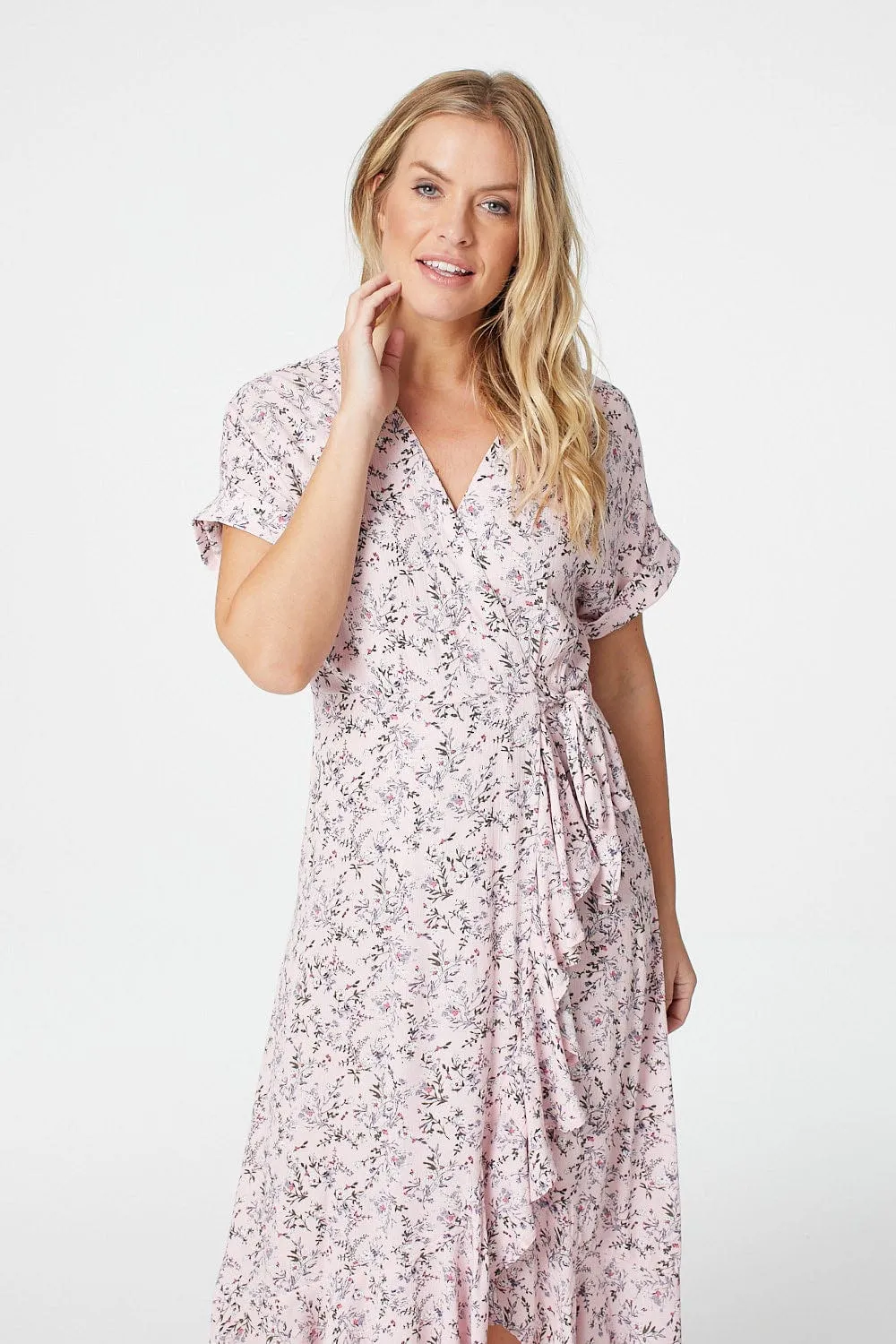 Ditsy Floral Short Sleeve Wrap Dress