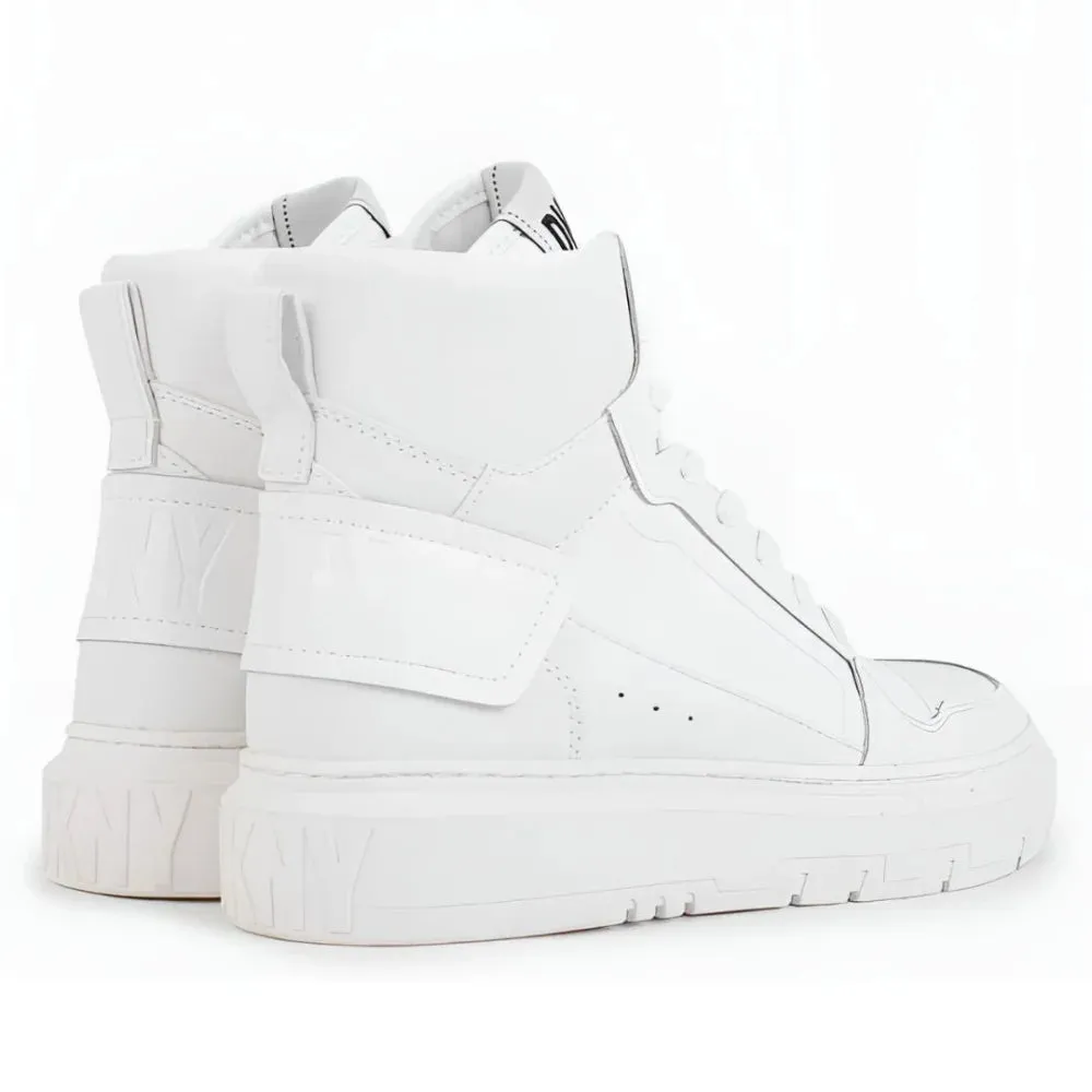 DKNY Mayzi Leather High Top Trainers Women - WHT