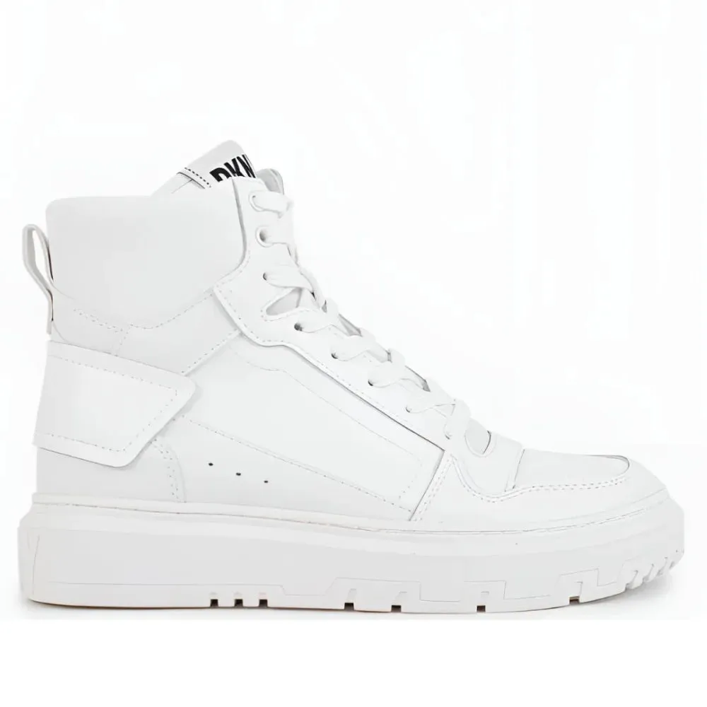 DKNY Mayzi Leather High Top Trainers Women - WHT