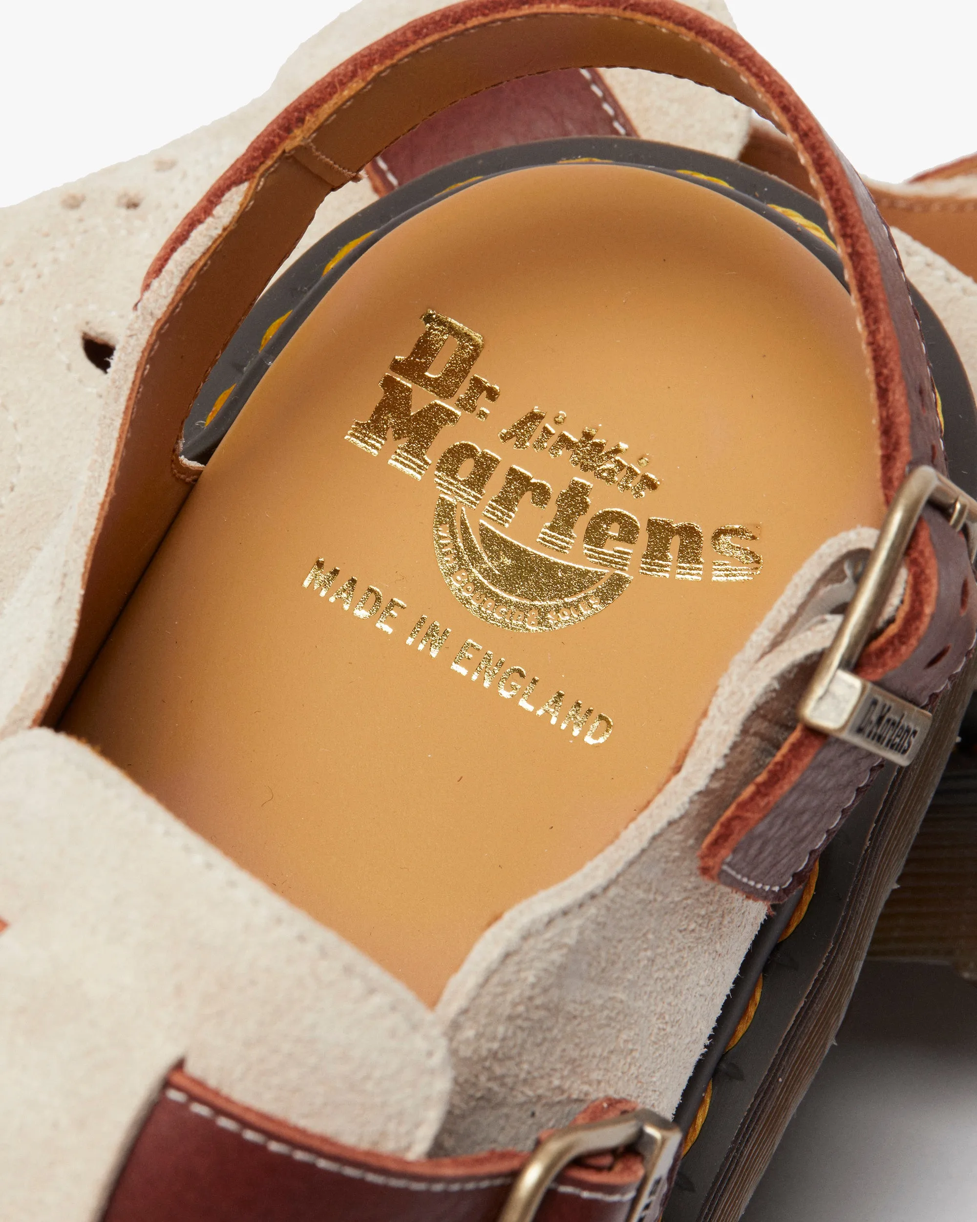 Dr Martens Made In England Jorge Buckle Mule - Light Fawn Desert Oasis Suede / Mid Tan Natural Tumble