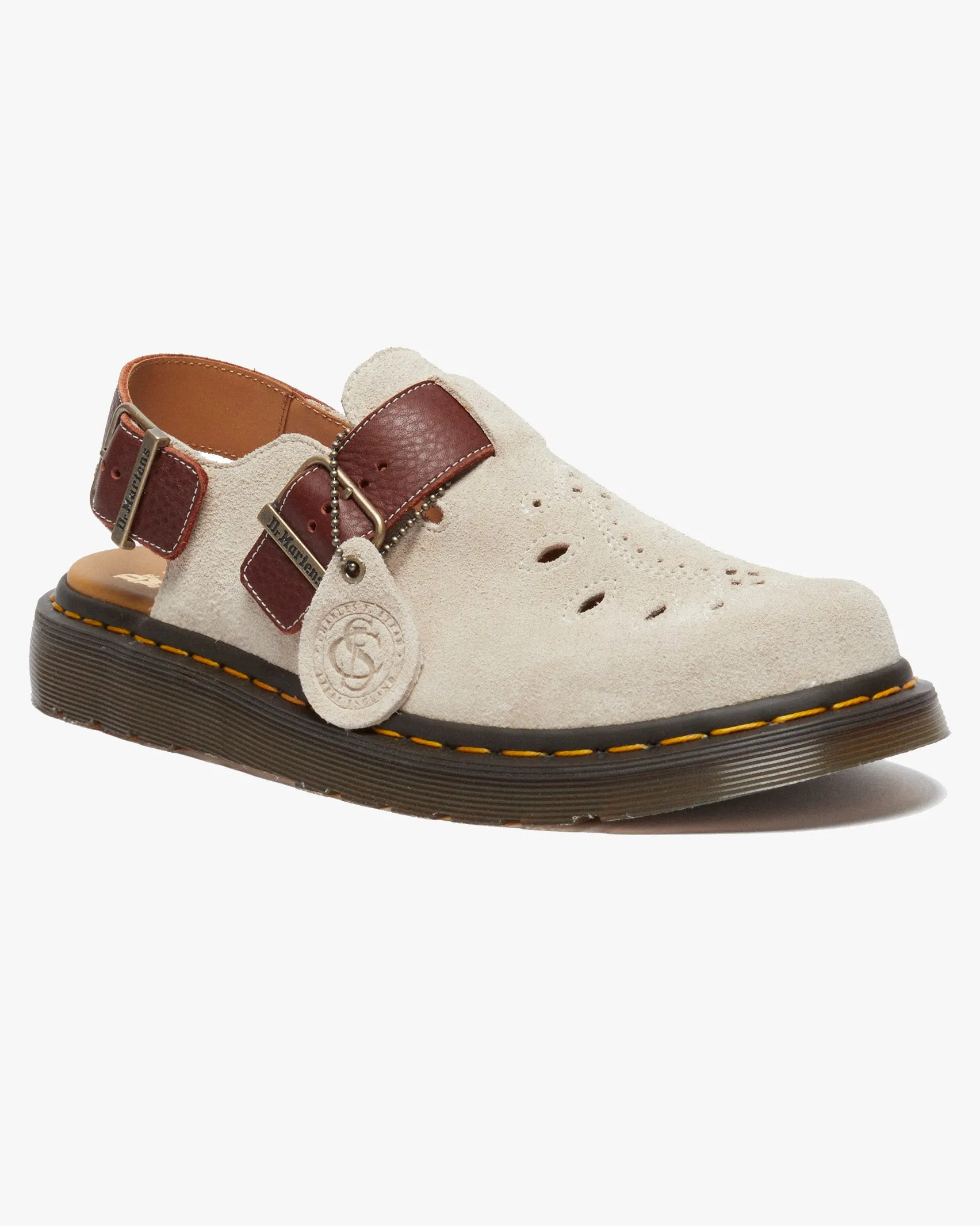 Dr Martens Made In England Jorge Buckle Mule - Light Fawn Desert Oasis Suede / Mid Tan Natural Tumble