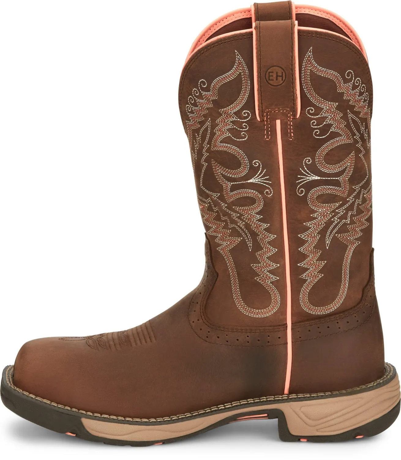 Justin 11in CT Womens Rural Chocolate Rush Leather Work Boots