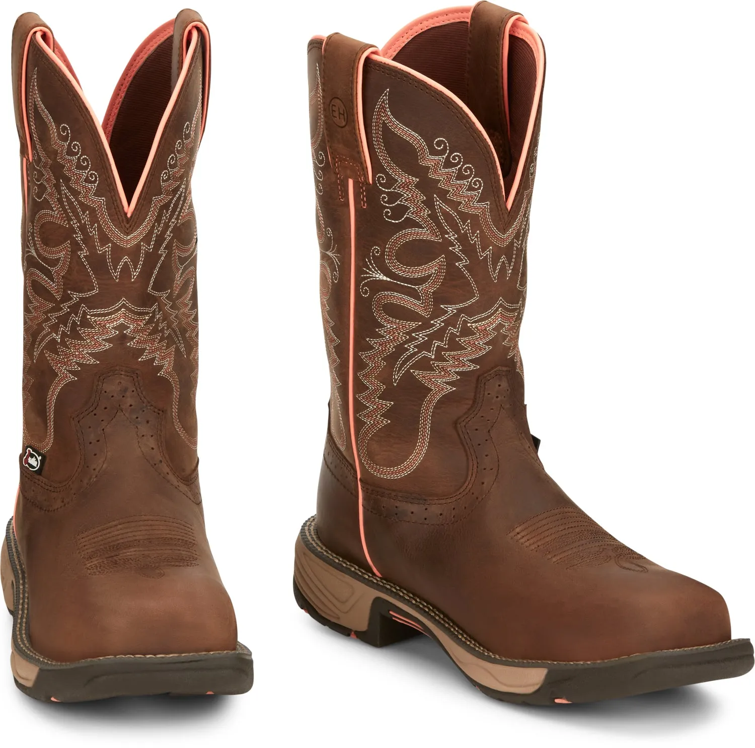 Justin 11in CT Womens Rural Chocolate Rush Leather Work Boots