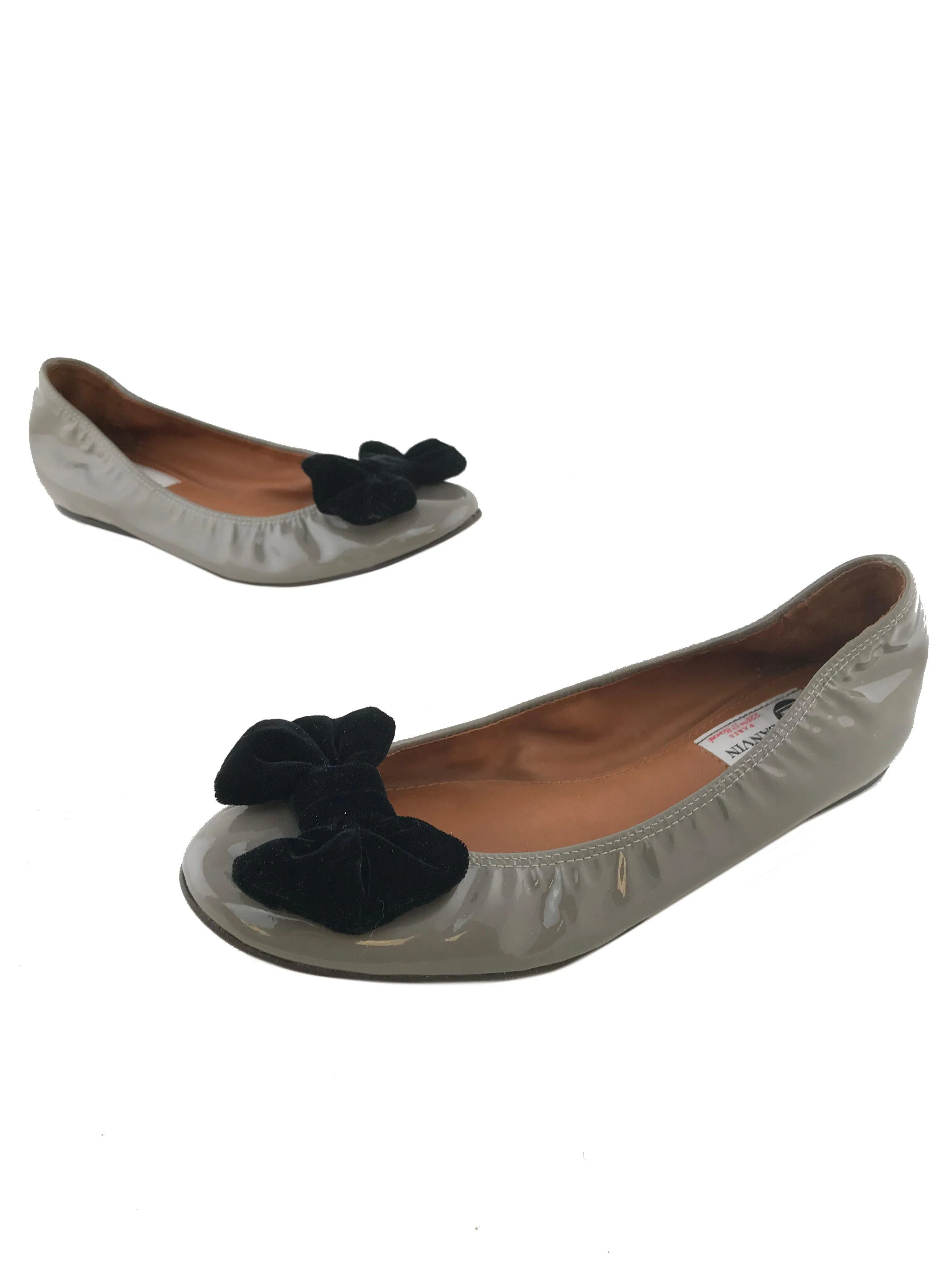 Lanvin Patent Leather Bow-Embellished Ballet Flats Size 8.5