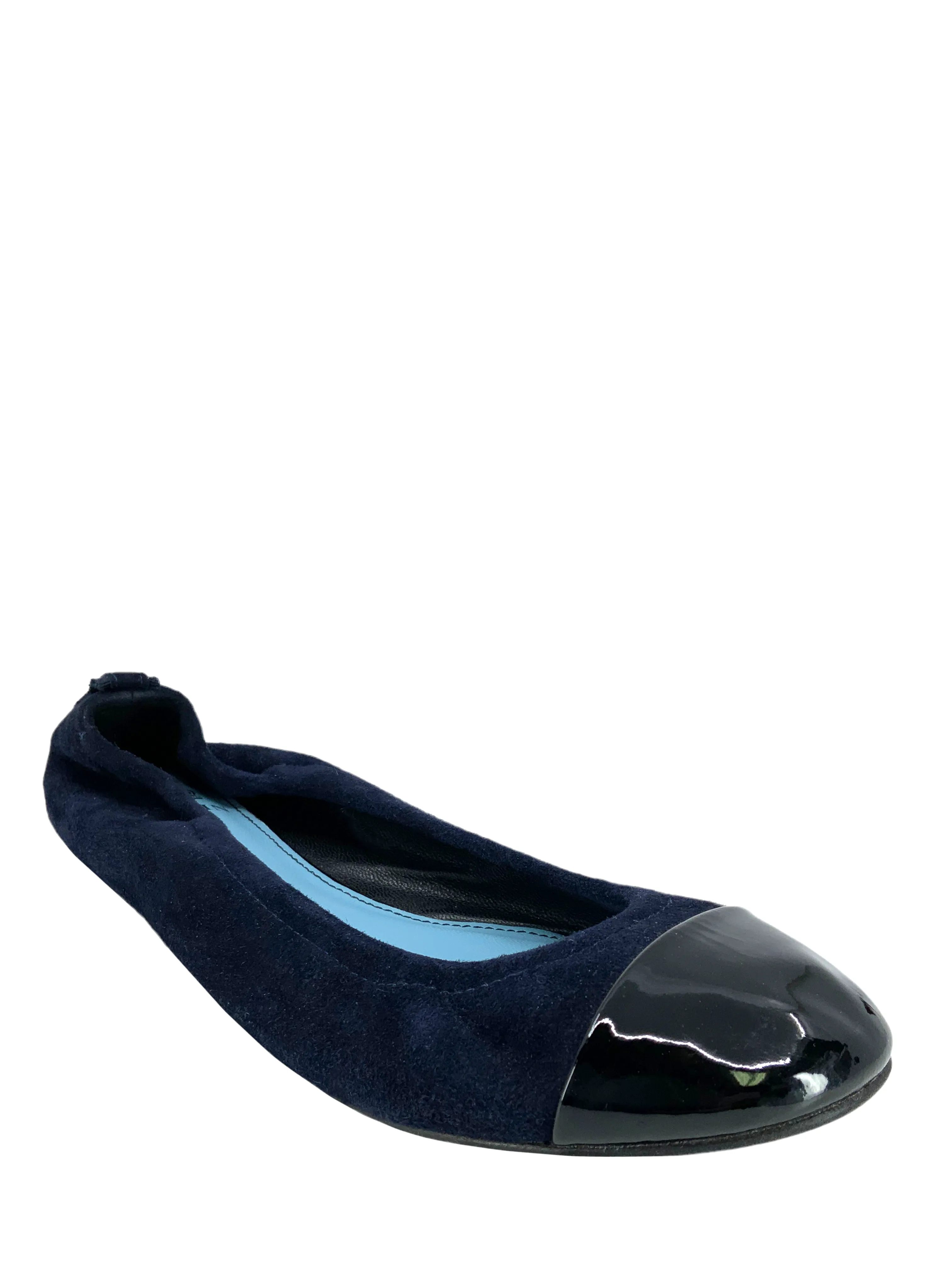 Lanvin Patent Suede Patent Leather Cap-Toe Ballet Flats Size 7.5