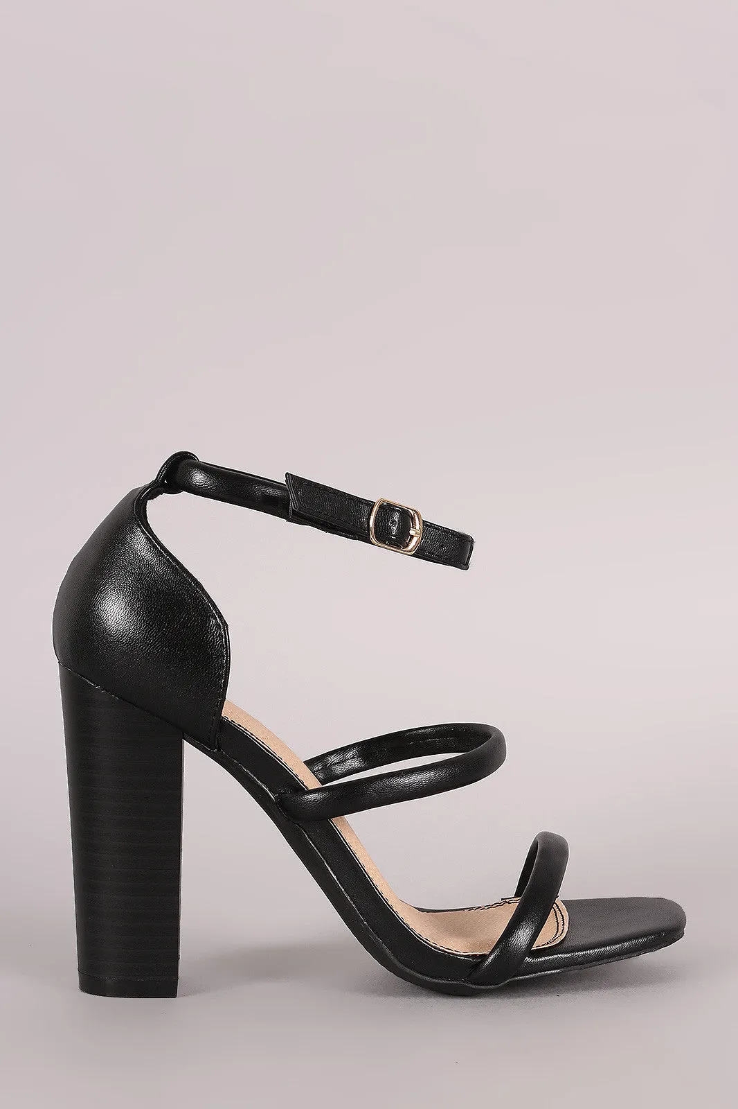 Liliana Triple Straps Open Toe Chunky Heel