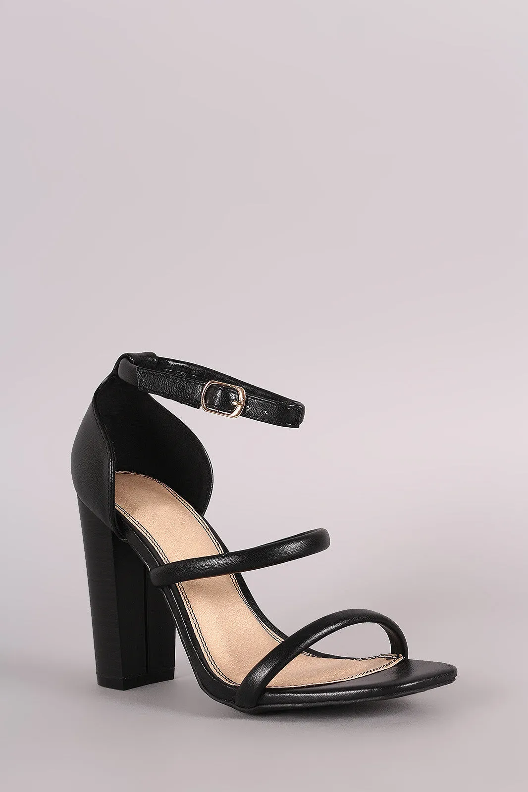 Liliana Triple Straps Open Toe Chunky Heel