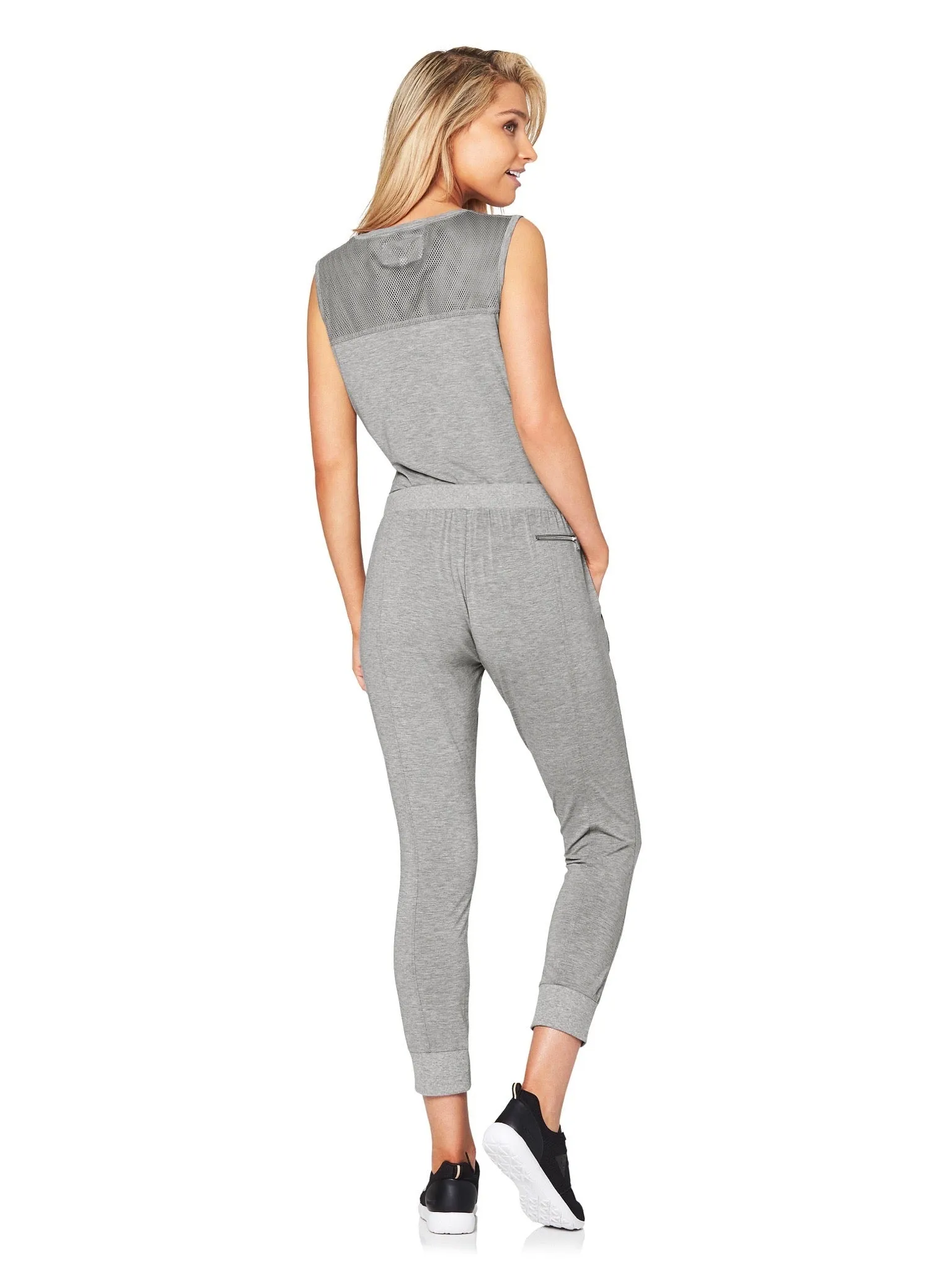 LILLY 3/4 MESH POCKET PANT - GREY MARLE