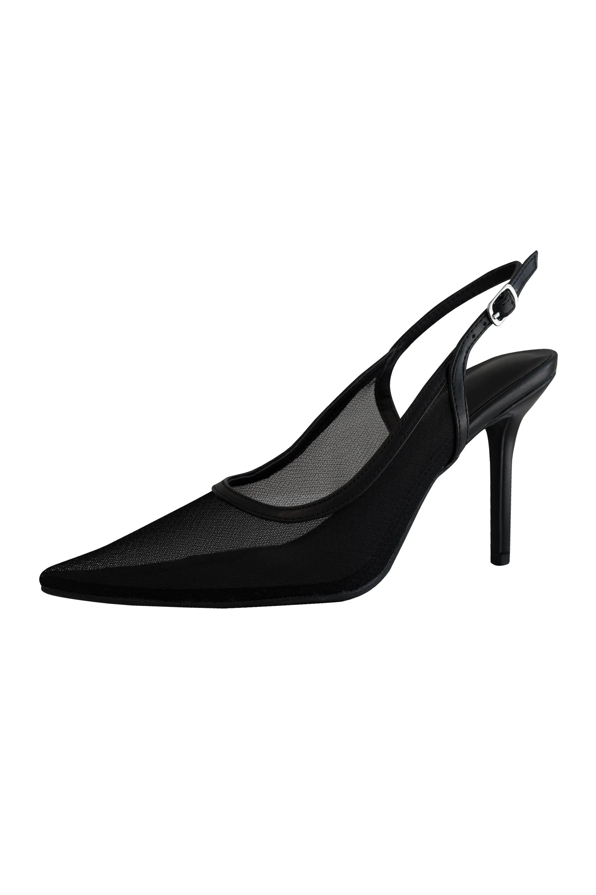 Lynn Black Mesh Slingback Heel