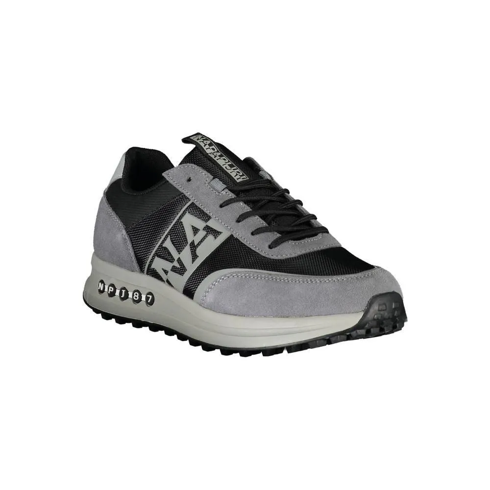 Napapijri Sleek Gray Sports Sneakers with Contrast Detailing