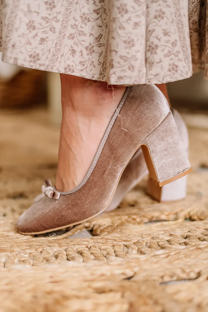 Palmer Velvet Pump Heels | Taupe