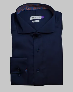 Purple Bow 146 Navy Bedford Non-Iron