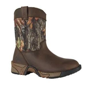 Rocky Kids Boys Brown Leather Aztec Wellington Camo Cowboy Boots