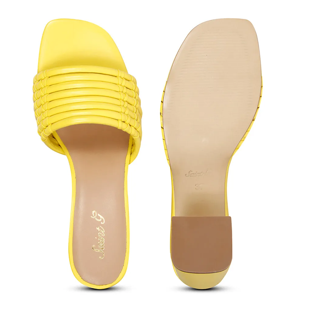 Saint Bethany Yellow Leather Block Heels