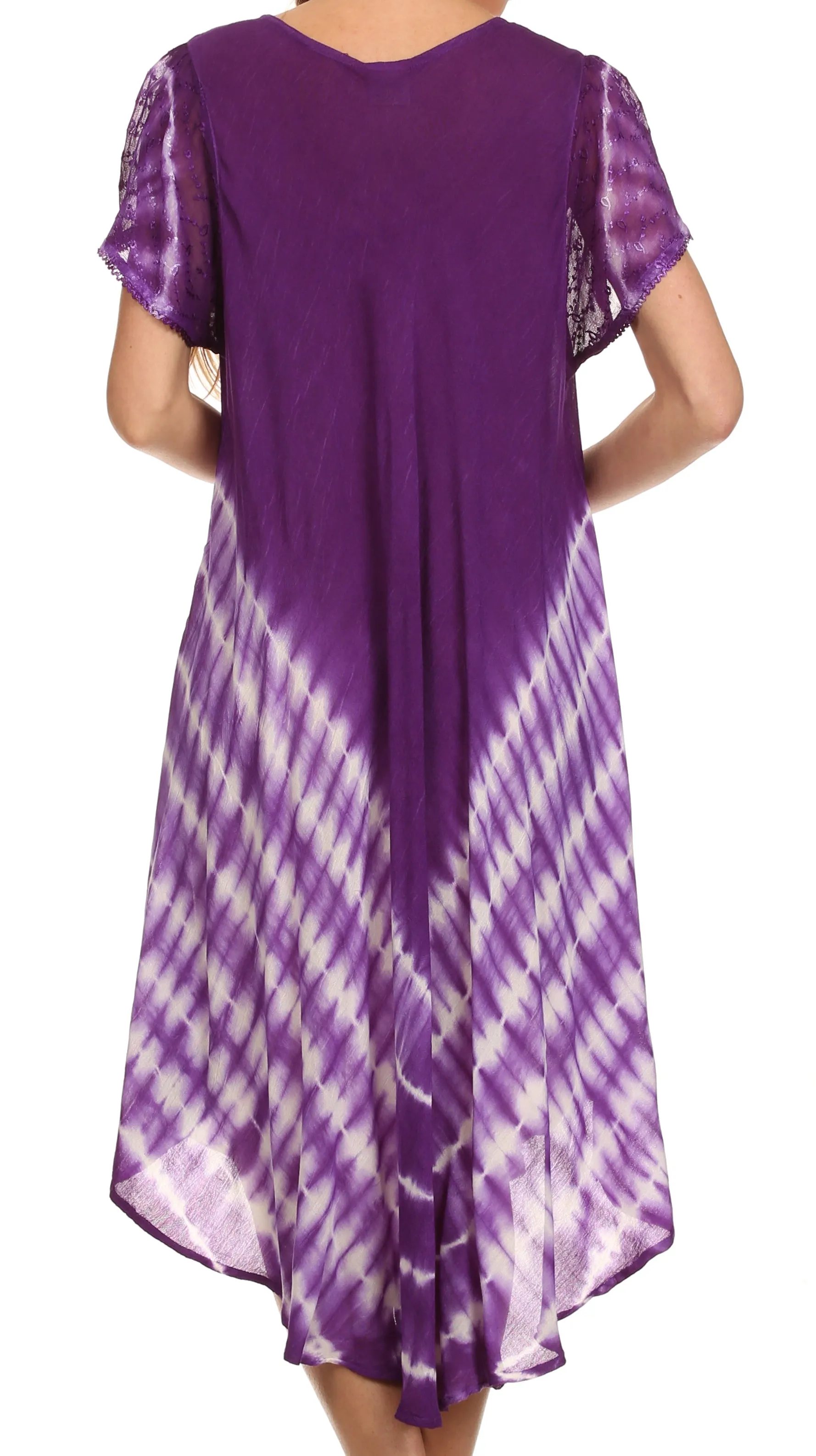 Sakkas Lively Tie Dye Cap Sleeve Caftan Dress / Cover Up