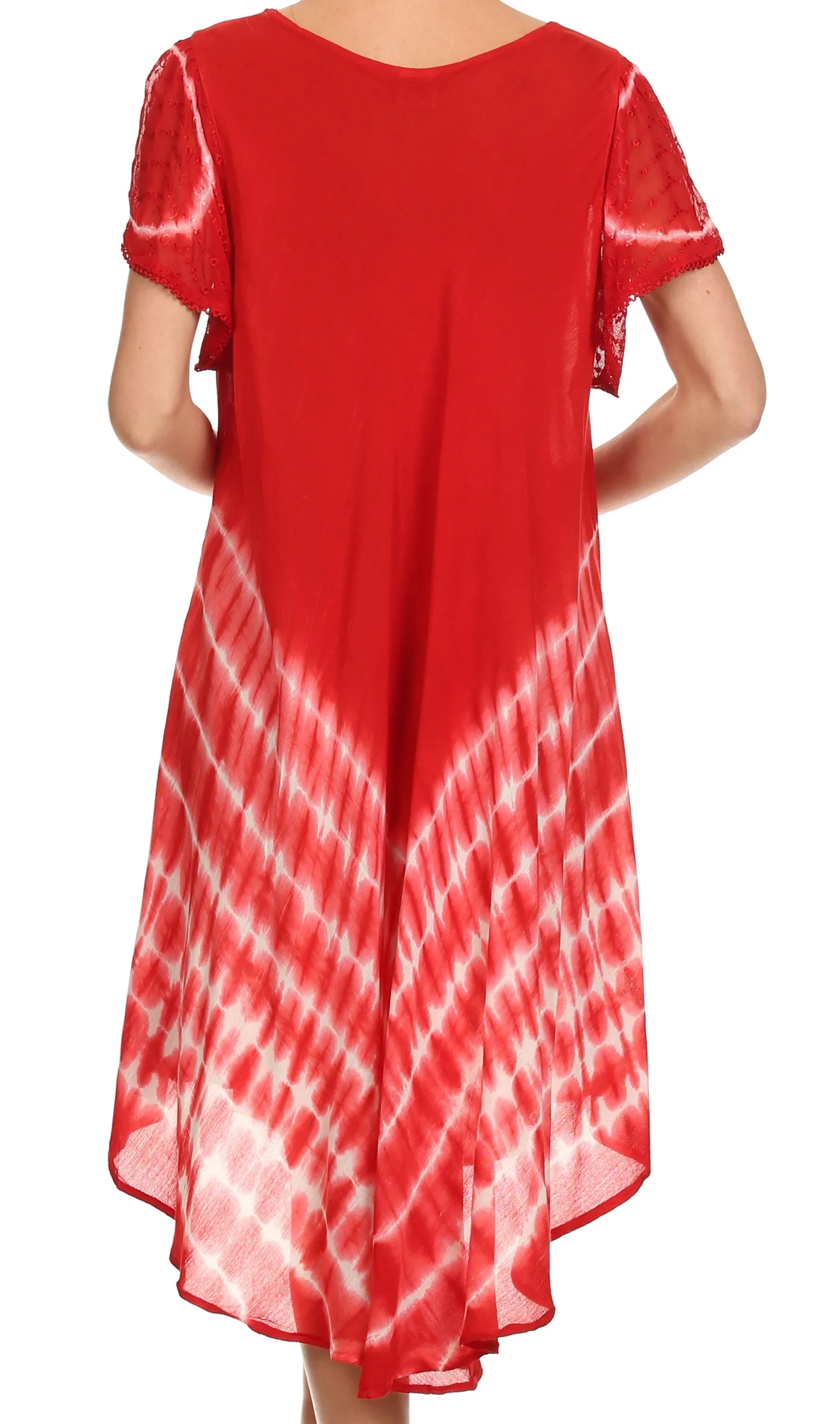 Sakkas Lively Tie Dye Cap Sleeve Caftan Dress / Cover Up