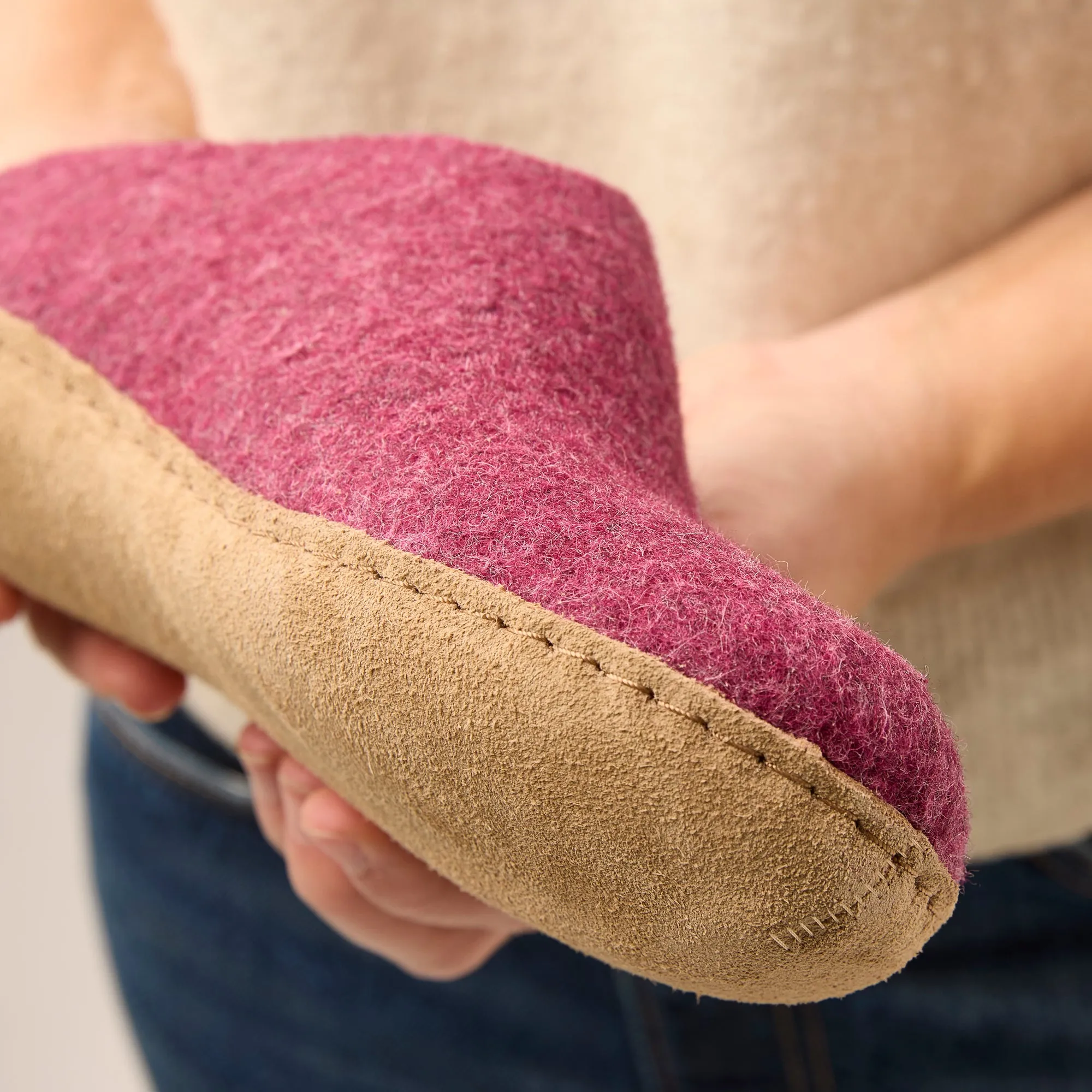 Slip-on with leather sole - Cranberry