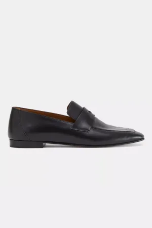 Soft Placket Loafer - Black Leather