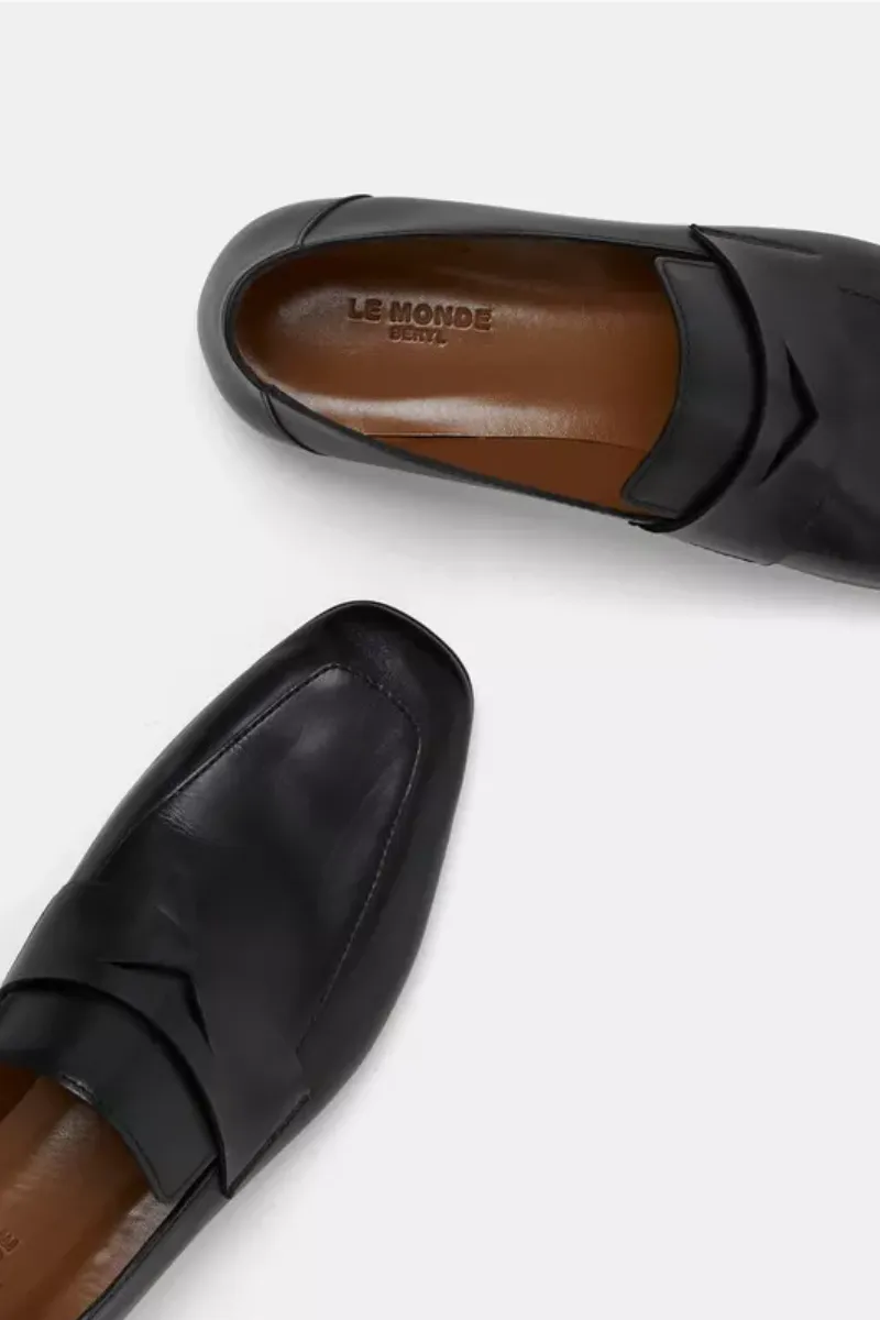 Soft Placket Loafer - Black Leather