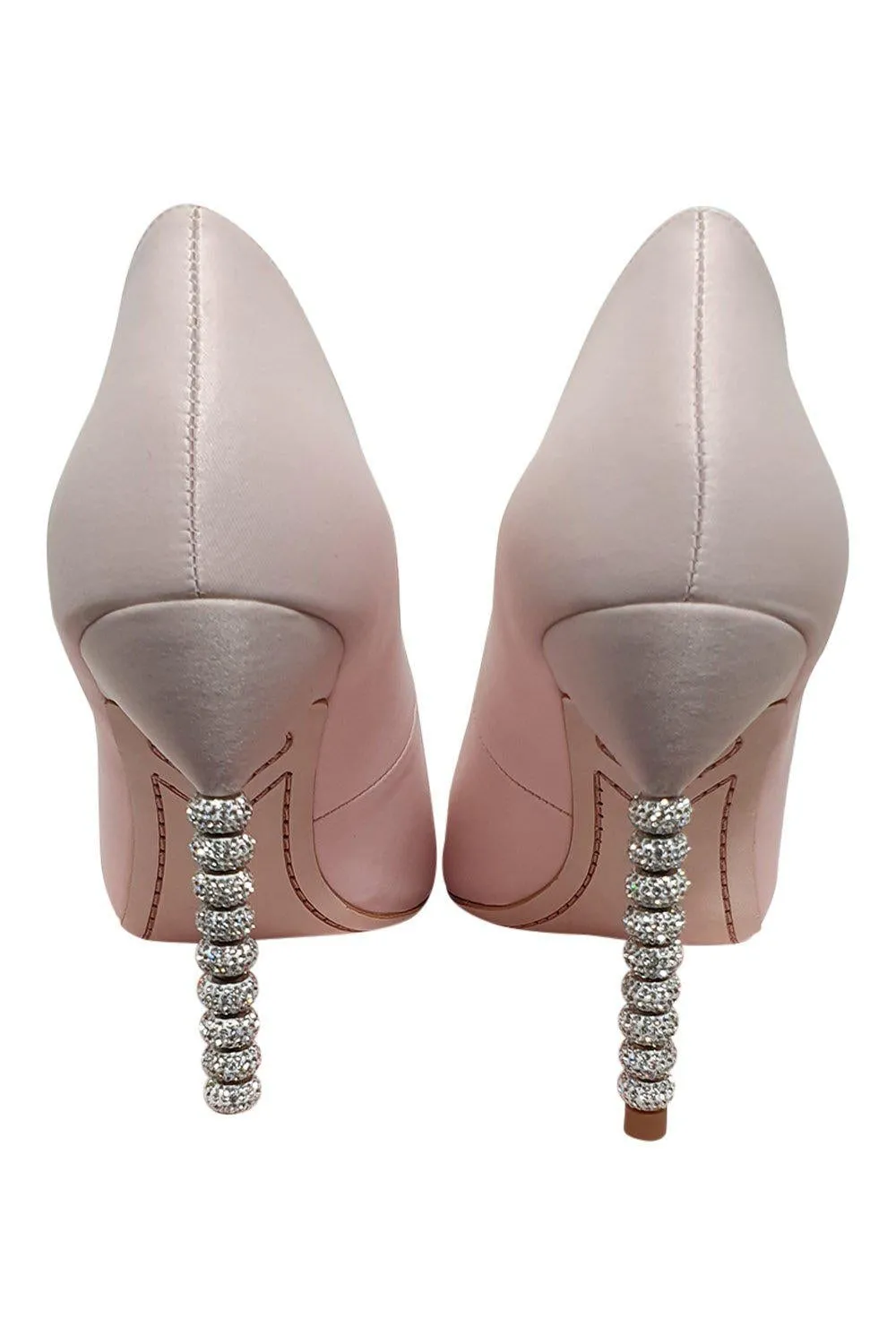 SOPHIA WEBSTER Ice Pink Satin Crystal Embellished Coco Pump (40)