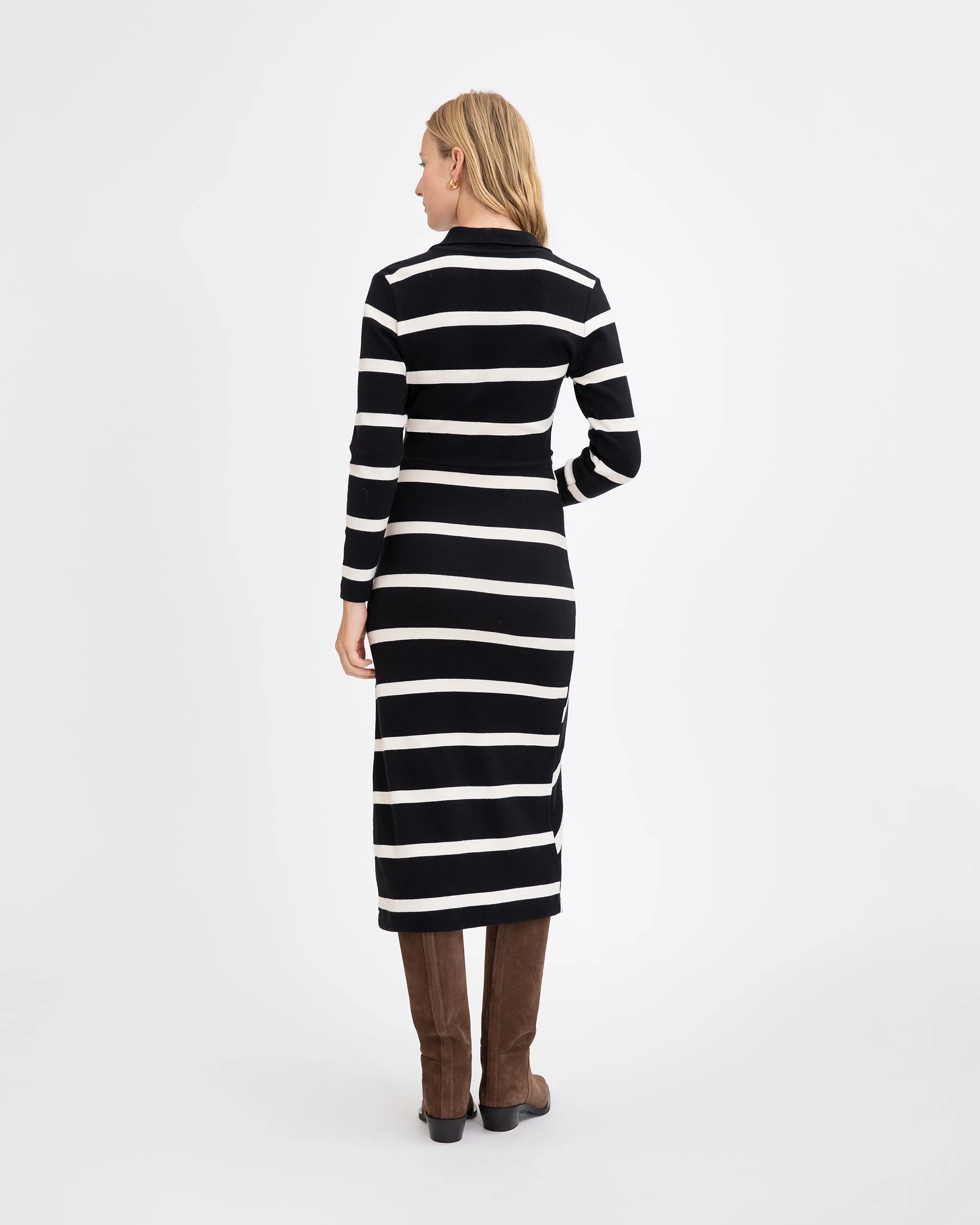 Tanya Taylor - Ellicot Dress in Black/Chalk Stripe