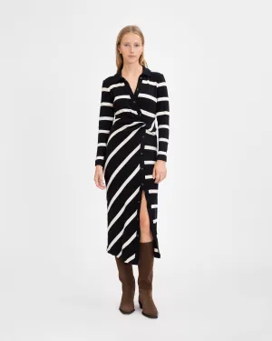 Tanya Taylor - Ellicot Dress in Black/Chalk Stripe