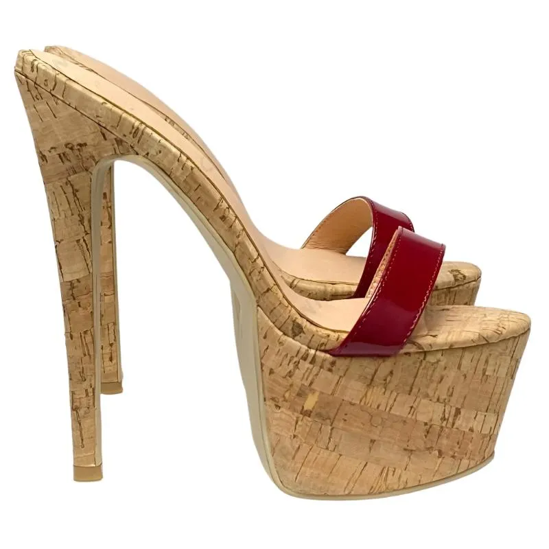 TEEK - Blushing Reds - Platform Cork Stiletto Heels | Up to Size 14.5