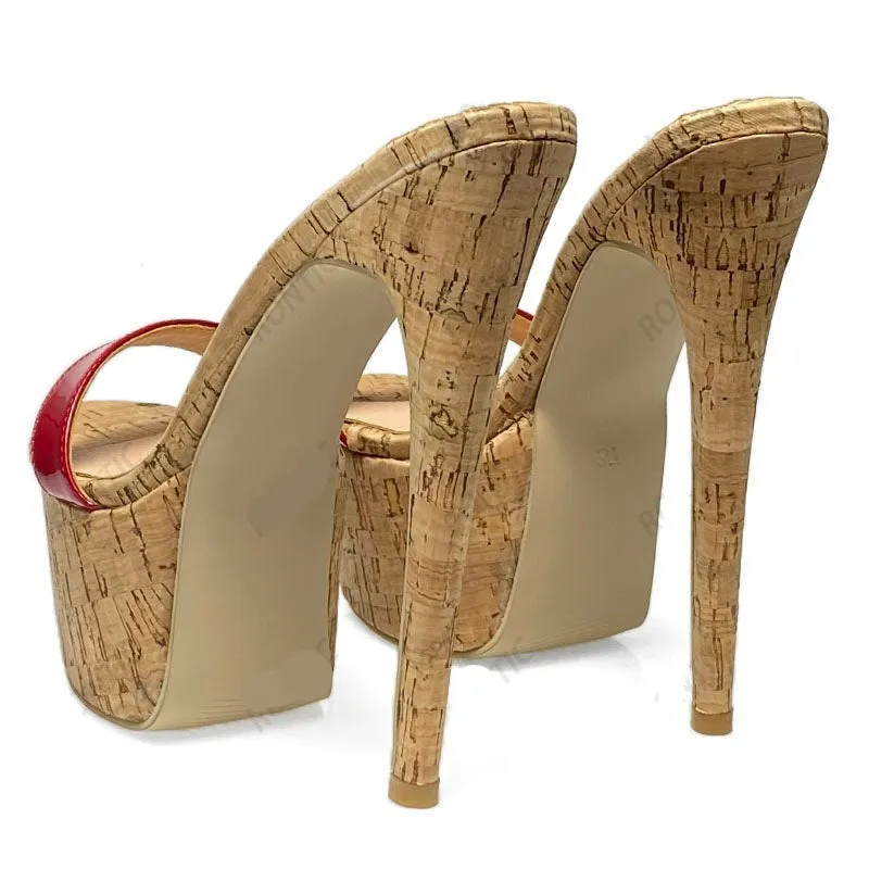 TEEK - Blushing Reds - Platform Cork Stiletto Heels | Up to Size 14.5