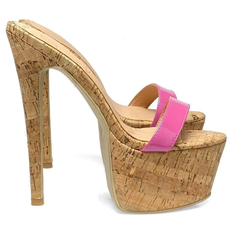 TEEK - Blushing Reds - Platform Cork Stiletto Heels | Up to Size 14.5