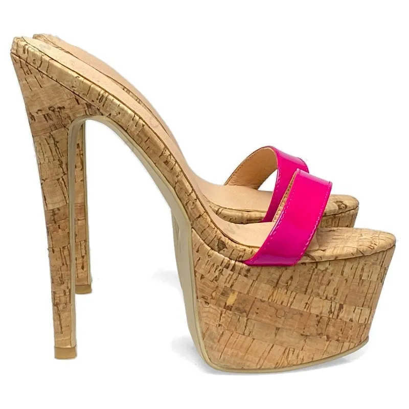 TEEK - Blushing Reds - Platform Cork Stiletto Heels | Up to Size 14.5