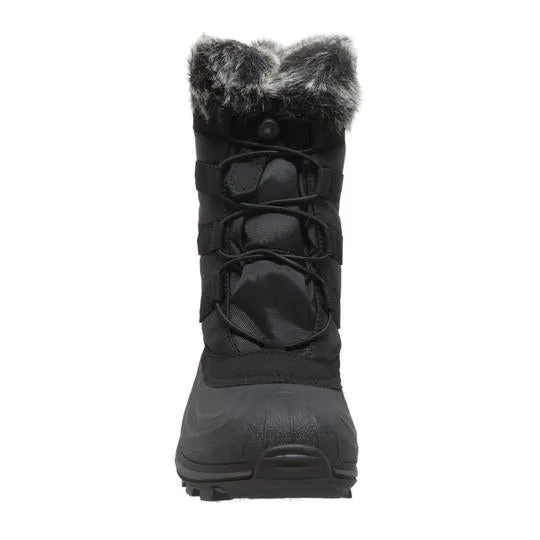 Women's Nylon Winter Black Leather Boots